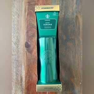 NEW Starbucks Green stainless steel tumbler w/ sample cafe Verona 2024 edition